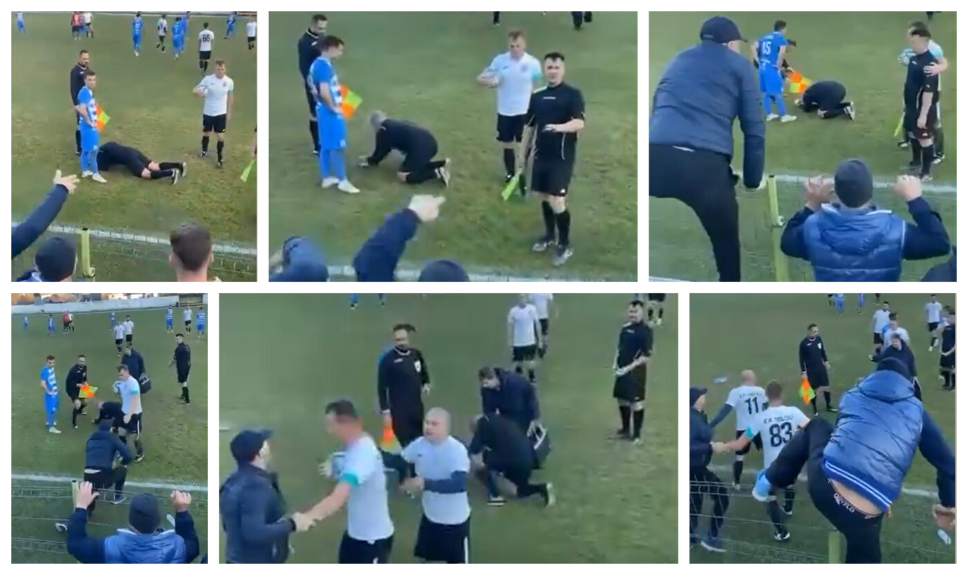 Scene șocante în Bistrița-Năsăud, unde un arbitru a fost făcut KO și băgat direct în spital! Spectatorii au sărit la bătaie, jucătorul agresor s-a ales cu dosar penal!