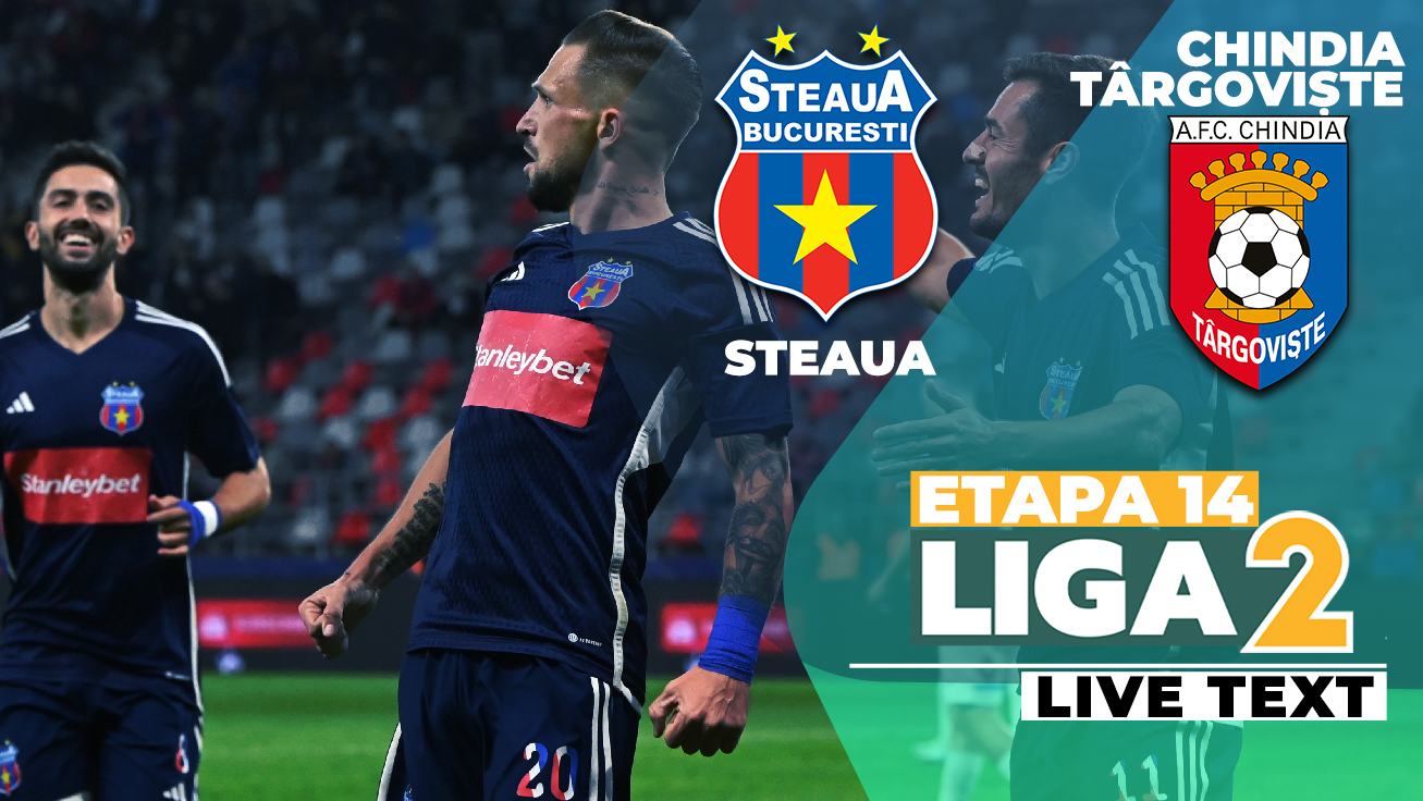 Steaua – Chindia se joacă ACUM, în încheierea etapei a 14-a a Ligii 2. Daniel Florea scapă fără galben la o intrare la rupere