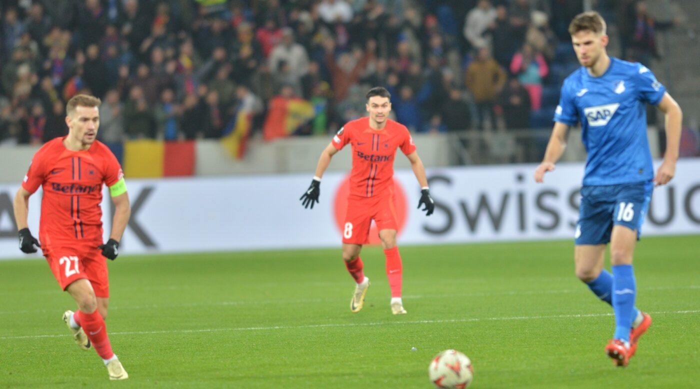 Notele FCSB la pauza meciului cu Hoffenheim. Repriza lui Darius Olaru, extrem de slabă