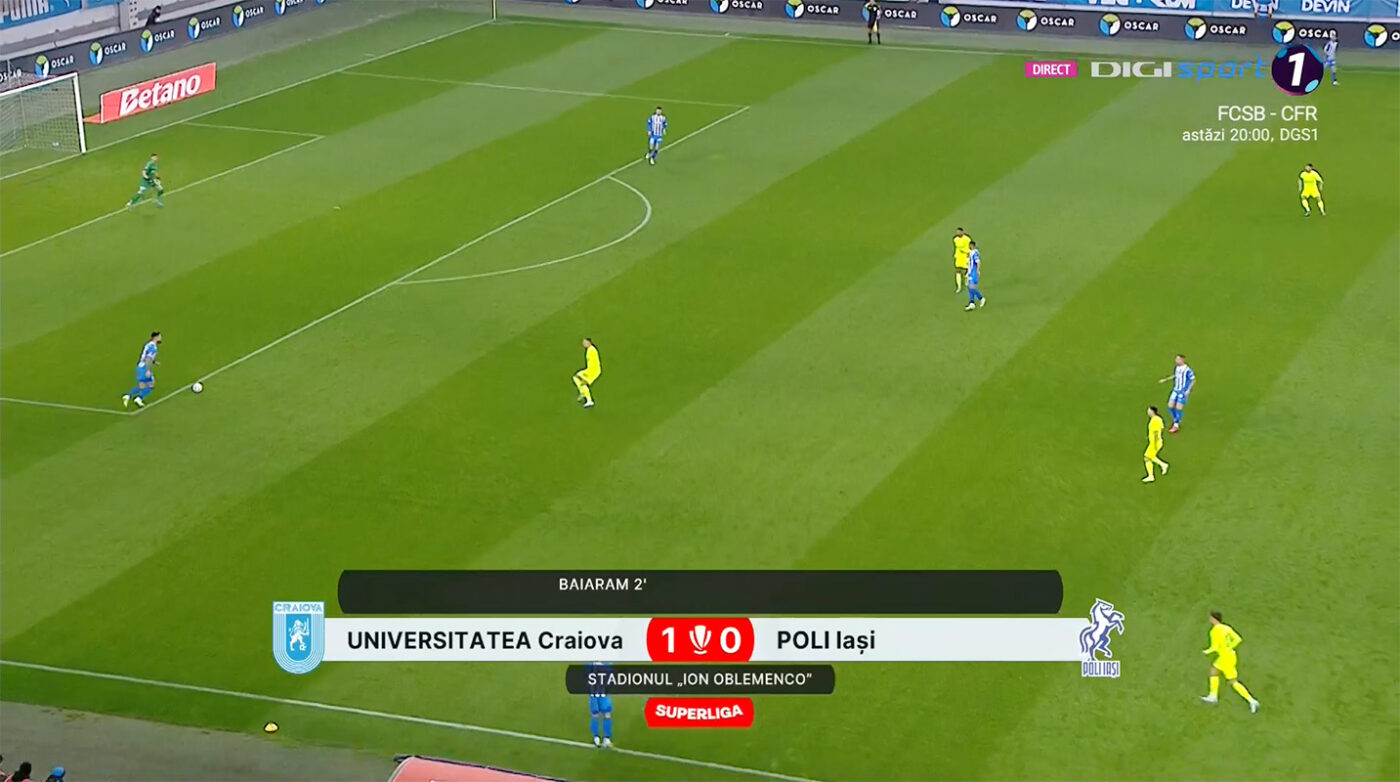 Universitatea Craiova – Poli Iași 1-0, Live Video Online în etapa 24 din Superliga. Echipa moldavă trage primul șut pe poartă după o jumătate de oră de joc