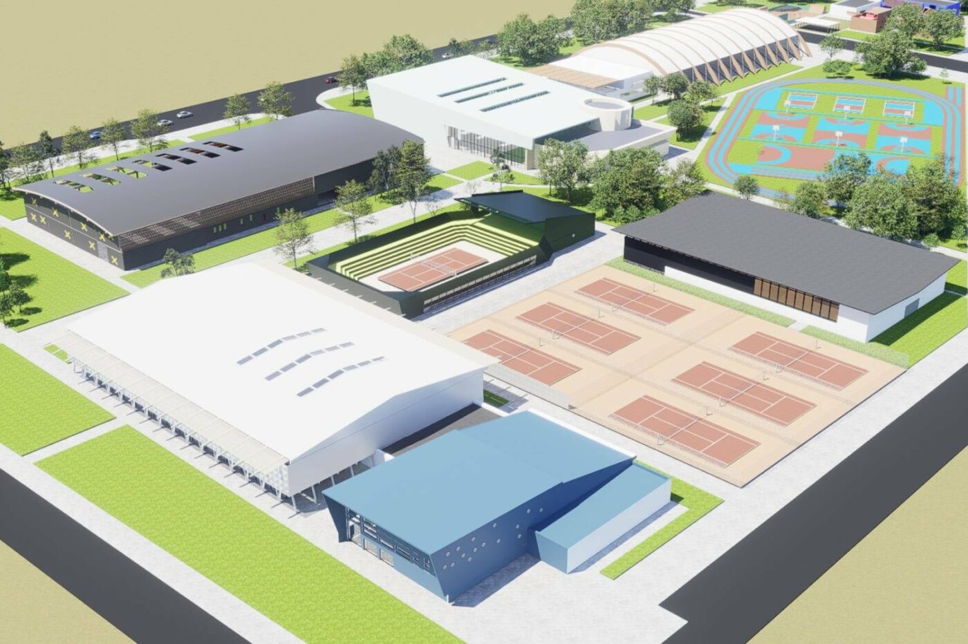 Cum va arăta noul centru sportiv fabulos din vestul României, în care vor fi investite zeci de milioane de euro. Imagini cu baza SF care va avea terenuri de tenis, fotbal, bazine de înot, patinoar și sală de gimnastică și scrimă