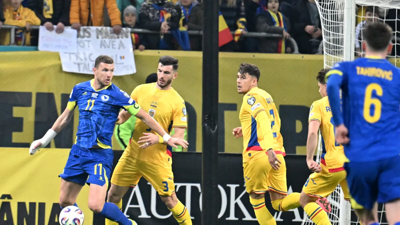 Mihai Popescu l-a desfigurat pe Edin Dzeko. Atacantul Bosniei a postat o imagine cu chipul lui, după lovitura fotbalistului FCSB