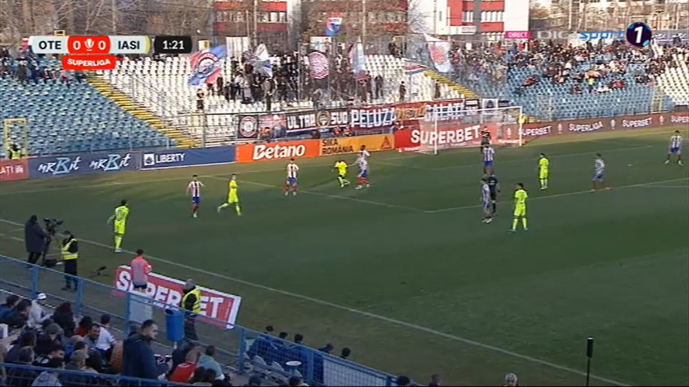 Oțelul Galați – Poli Iași 2-3, în etapa 30 din Superliga. Oaspeții au dat lovitura în minutul 90+6, revenind de la 0-2, după un meci cu doi eliminați