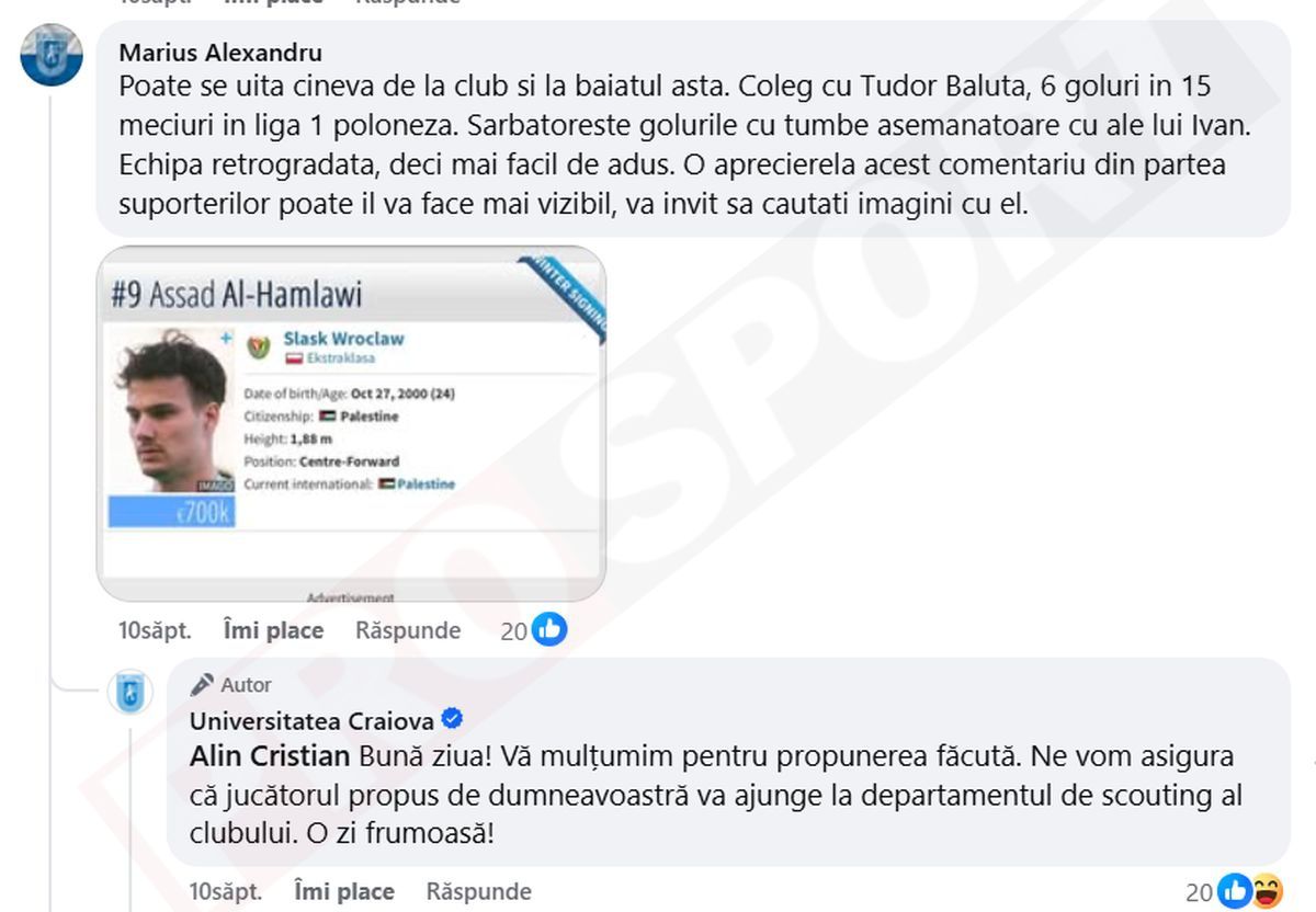 Postarea în care este propus Assad Al-Hamlawi la Universitatea Craiova