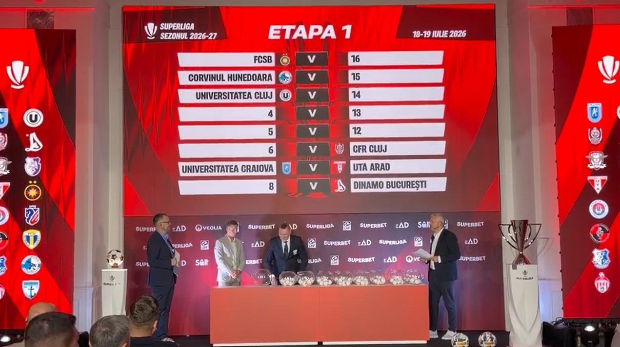 Țintarul Superligii pentru sezonul 2026 – 2027. Tragerea la sorţi a programului complet: când se joacă Dinamo – FCSB şi restul derby-urilor!