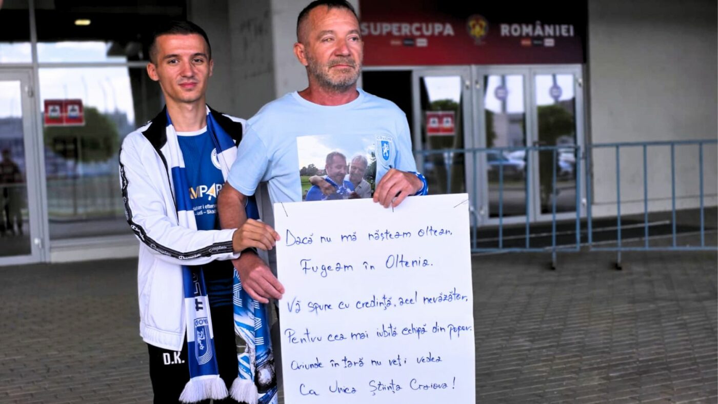 VIDEO Fără vedere, dar cu iubire pentru Universitatea Craiova. Cel mai emoționant moment de la Supercupa României, surprins de ProSport: „Dacă nu mă nășteam oltean, fugeam în Oltenia”