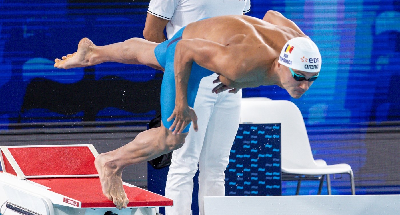 Cine transmite la TV finala lui David Popovici la 100 metri liber de la Campionatele Europene de la Paris