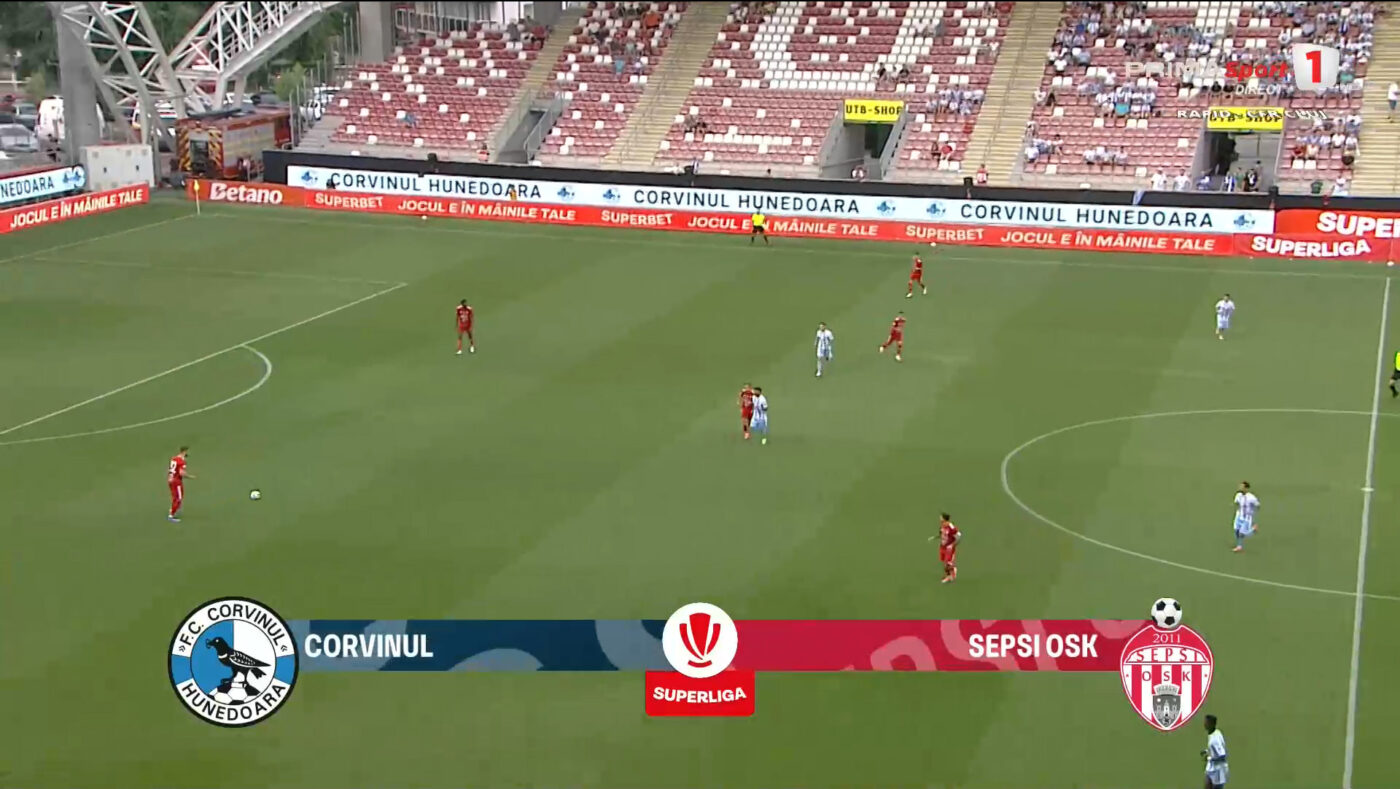 LIVE Corvinul – Sepsi Live Text Online, în etapa 3 din Superliga. Echipa hunedoreană este cu fundașii la mijlocul terenului