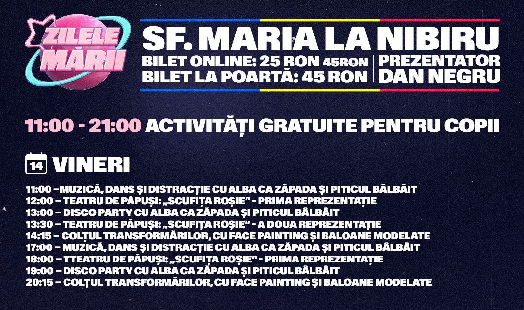 (P) NIBIRU dă startul unui weekend-maraton de Sf. Maria: trei zile de entertainment, de dimineața până noaptea