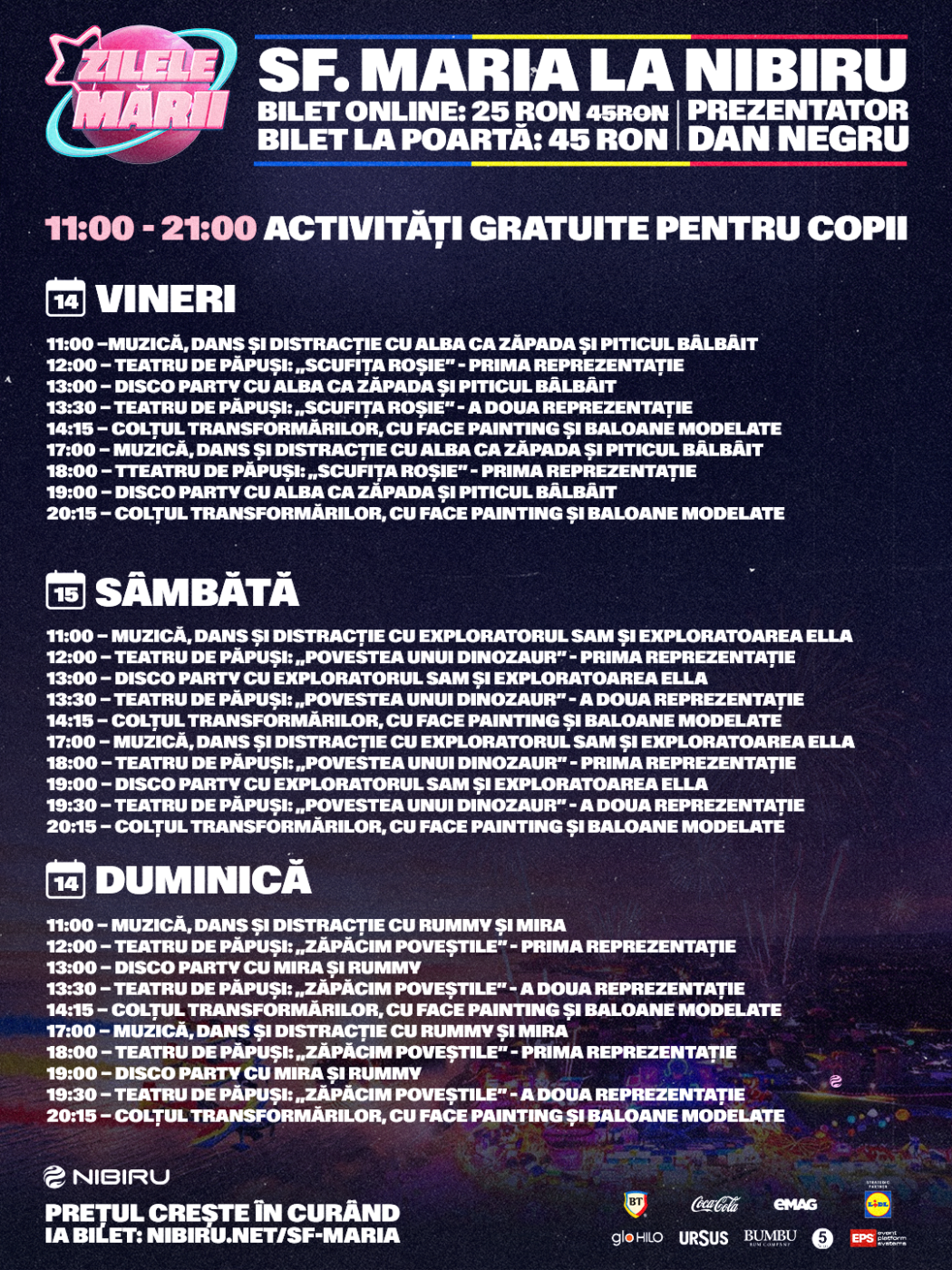 (P) NIBIRU dă startul unui weekend-maraton de Sf. Maria: trei zile de entertainment, de dimineața până noaptea