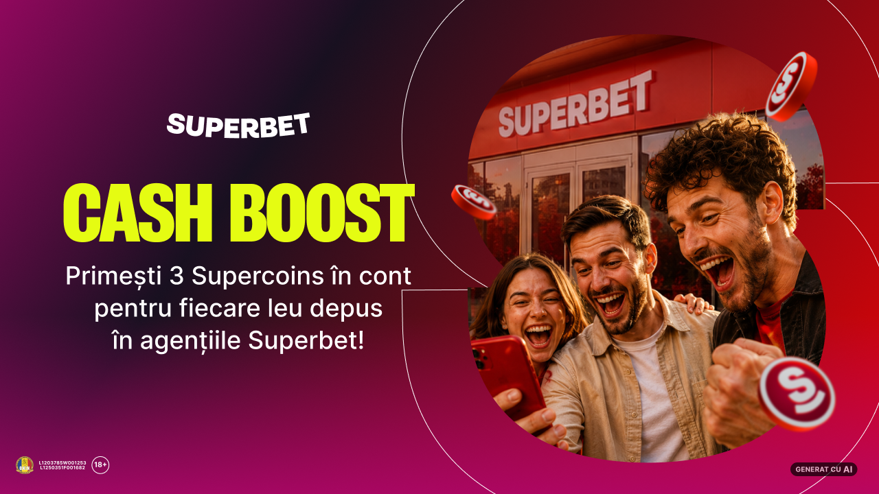 (P) Septembrie începe cu Cash Boost! Depune în agenții și primești monede pentru produse de top din Shopurile Superbet și Napoleon Games