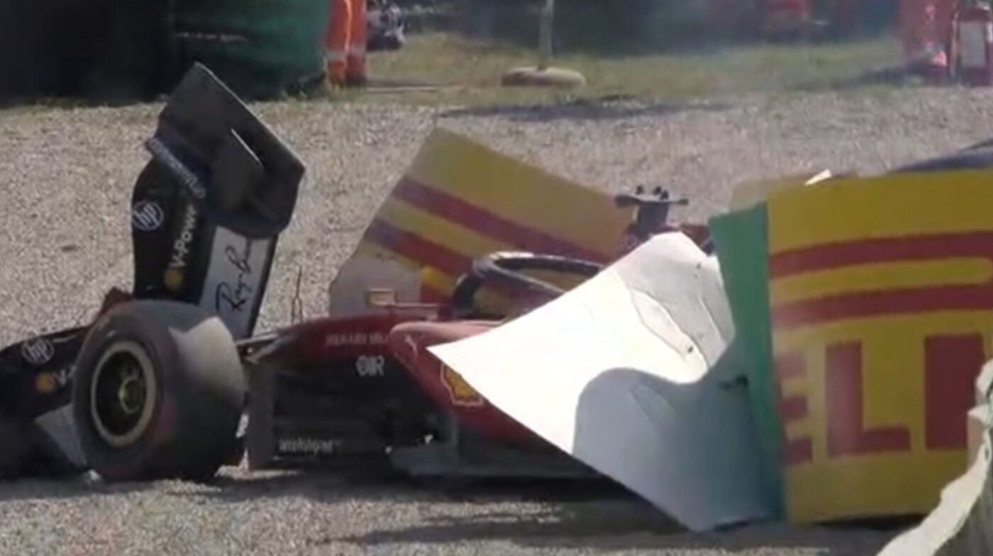 Charles Leclerc, ACCIDENT TERIBIL! A intrat direct în parapet în Marele Premiu al Italiei