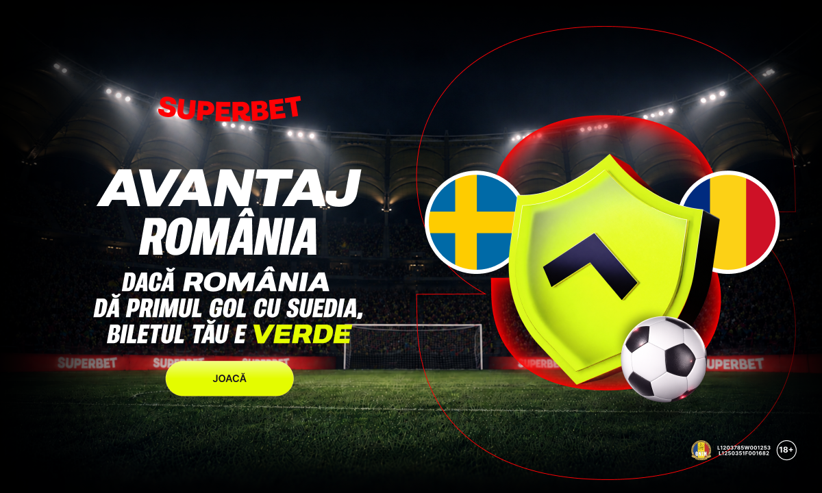 ADVERTORIAL. Ofertă marca Superbet la Suedia – România: „tricolorii” deschid scorul, pariul pe victorie devine câștigător!