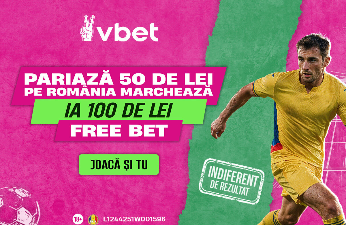 (P) VBET îți dă 100 de lei Freebet garantat pe România – Suedia, indiferent de scor!