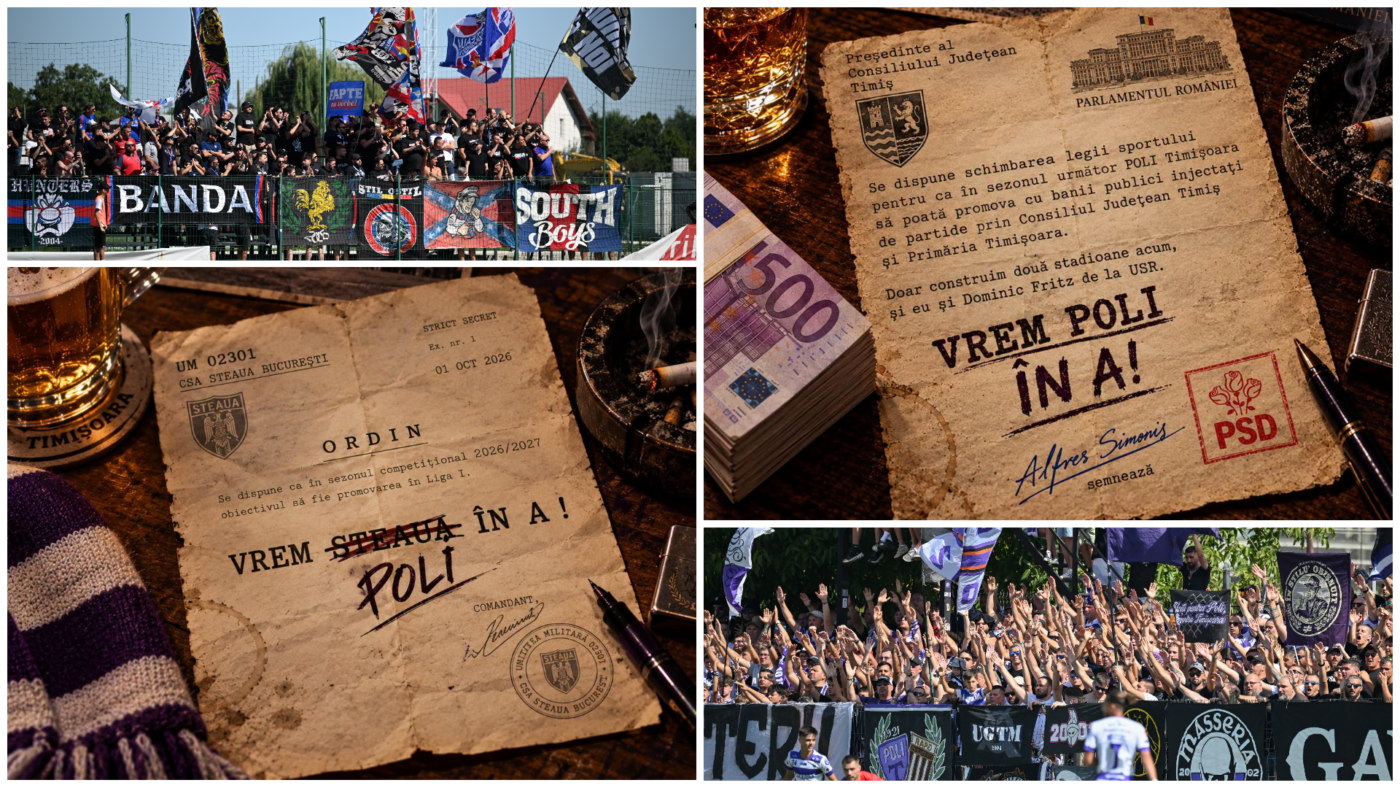 Contre între suporteri înainte de Știința Poli Timișoara – Steaua! Derby-ul programat la Sibiu a început deja cu mesaje ironice între cele două galerii
